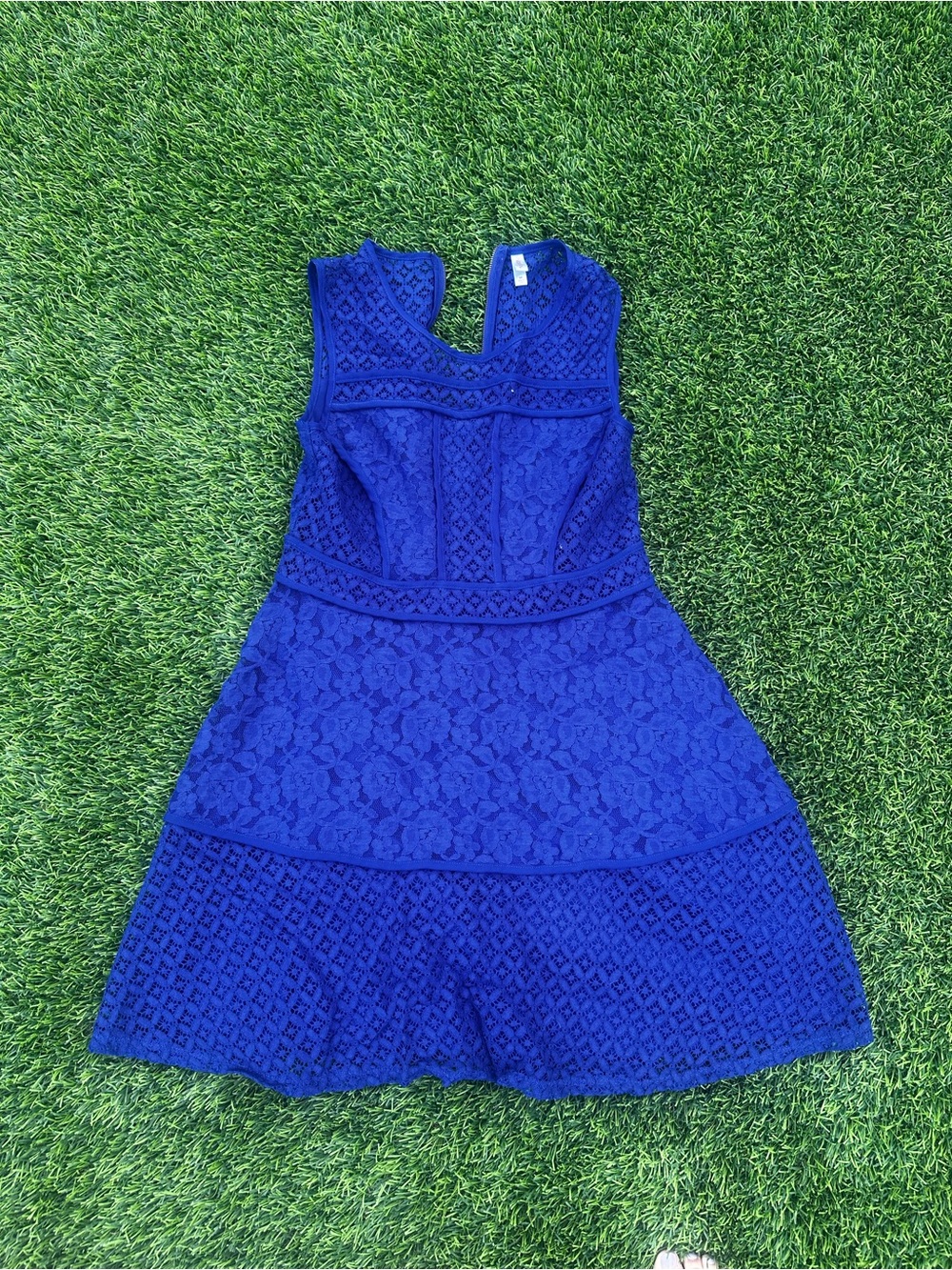 Xhilaration Blue Lace Fit & Flare Dress Size M
